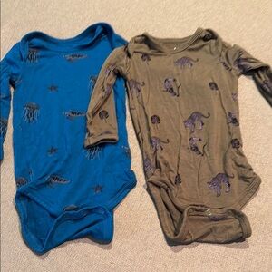 Kyte BABY Blue and Green Bodysuits Soft Stretchy One Pieces. Unique designs.